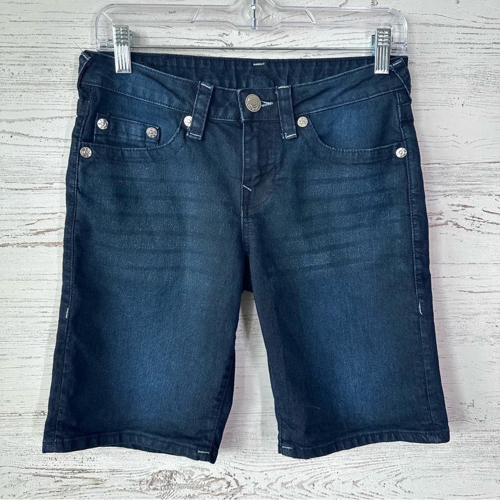 *3/$20* True Religion Geno Relaxed Slim Bermuda Shorts Dark Wash Denim 14